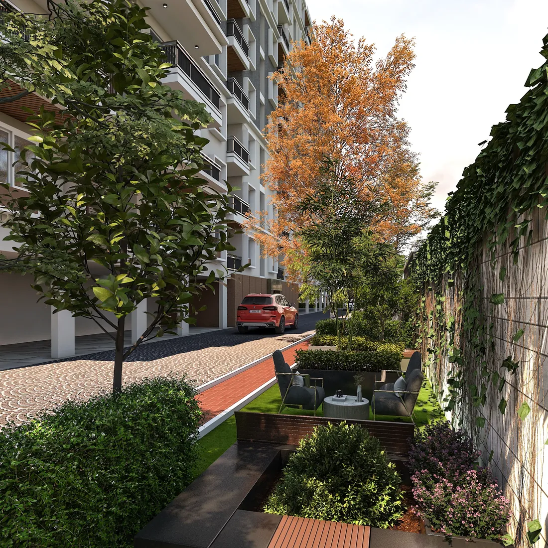 Community garden rendering at Master Craft™ Avani